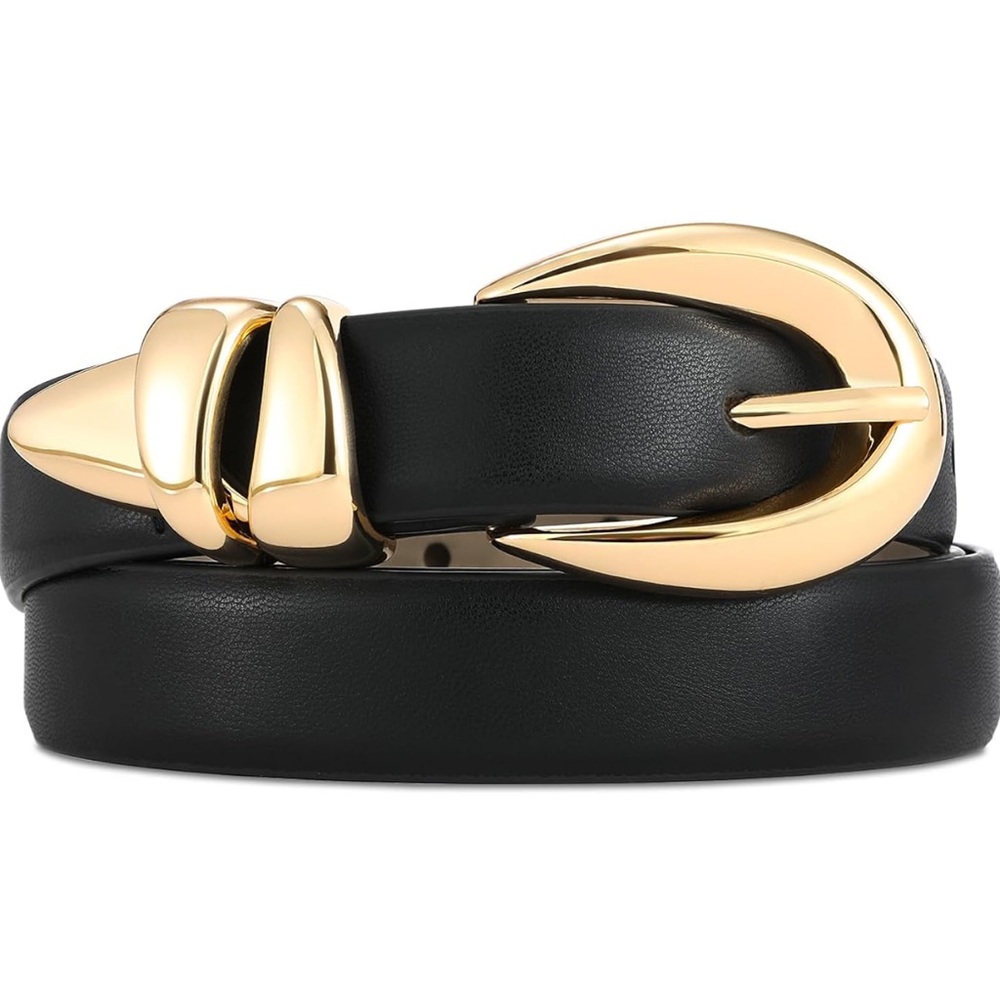 Back leather belt w gold hardware size M